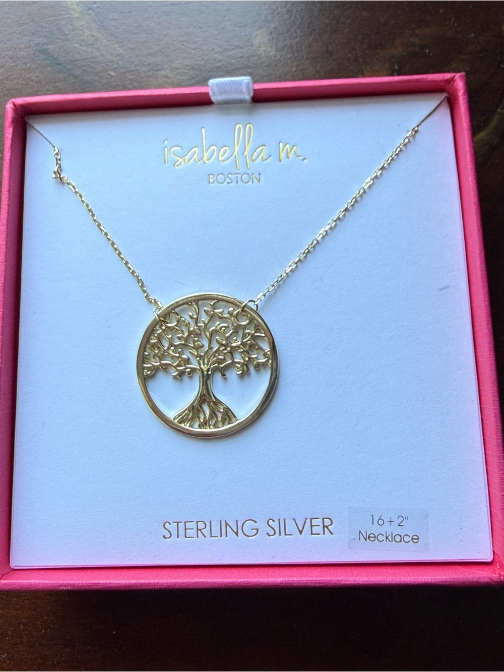 Isabella M Gold Tree of Life Sterling Silver Necklace